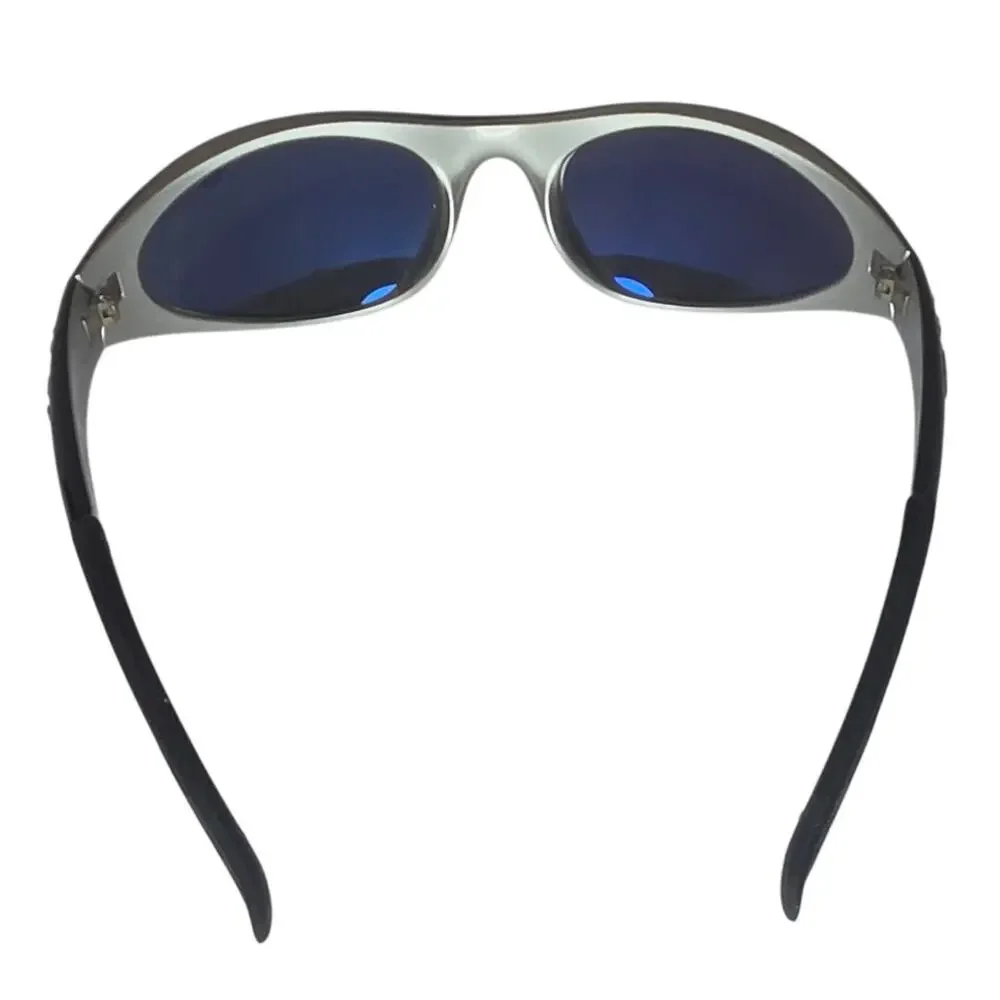 Vintage Bollé Swisher 10236 Polarized Sunglasses Black Silver Wrap Sport Y2K